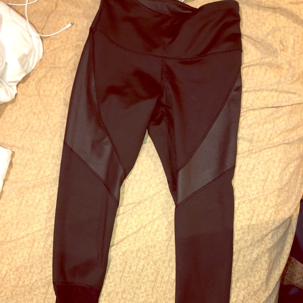 Leather and mesh legging